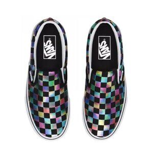 Vans Asher Iridescent Checkerboard Classic Slip-On Skate Sneaker